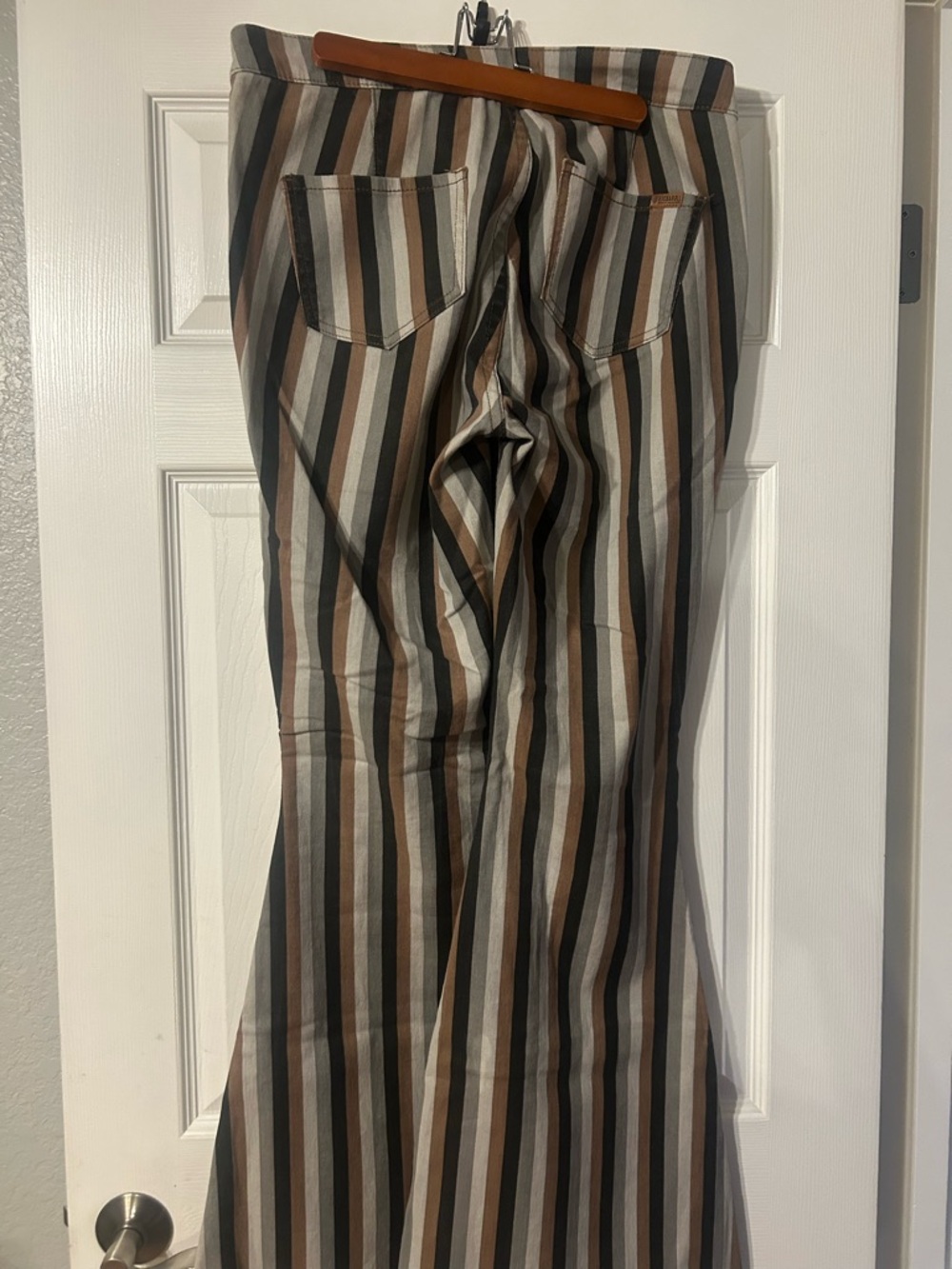 Rock & Roll Denim Women’s Striped Wide Leg Jeans - Brown/Gray/White - Picture 6 of 8